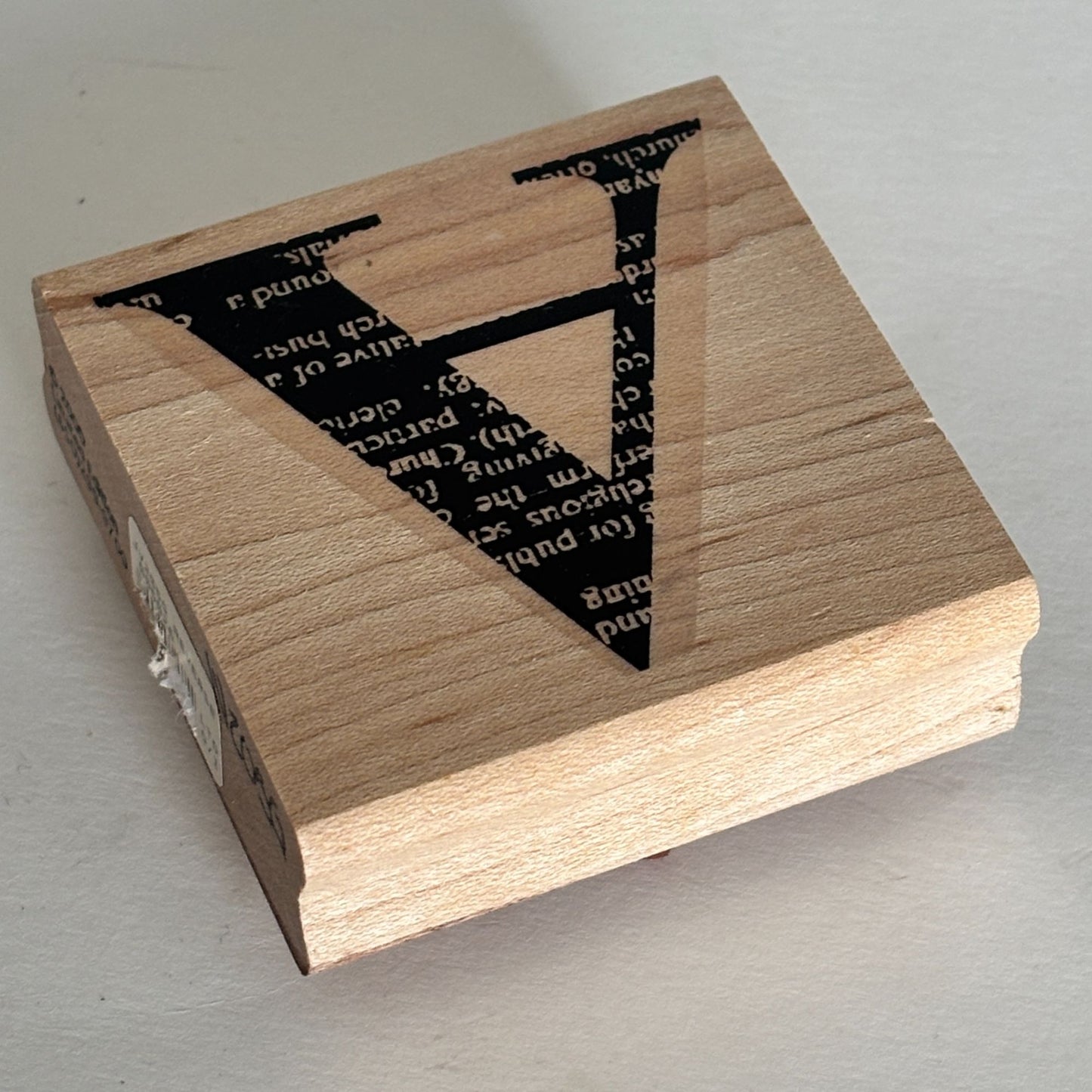Limited Edition Rubber Stamp Block Letter A Text Background Collage Mixed Media Cardmaking Craft