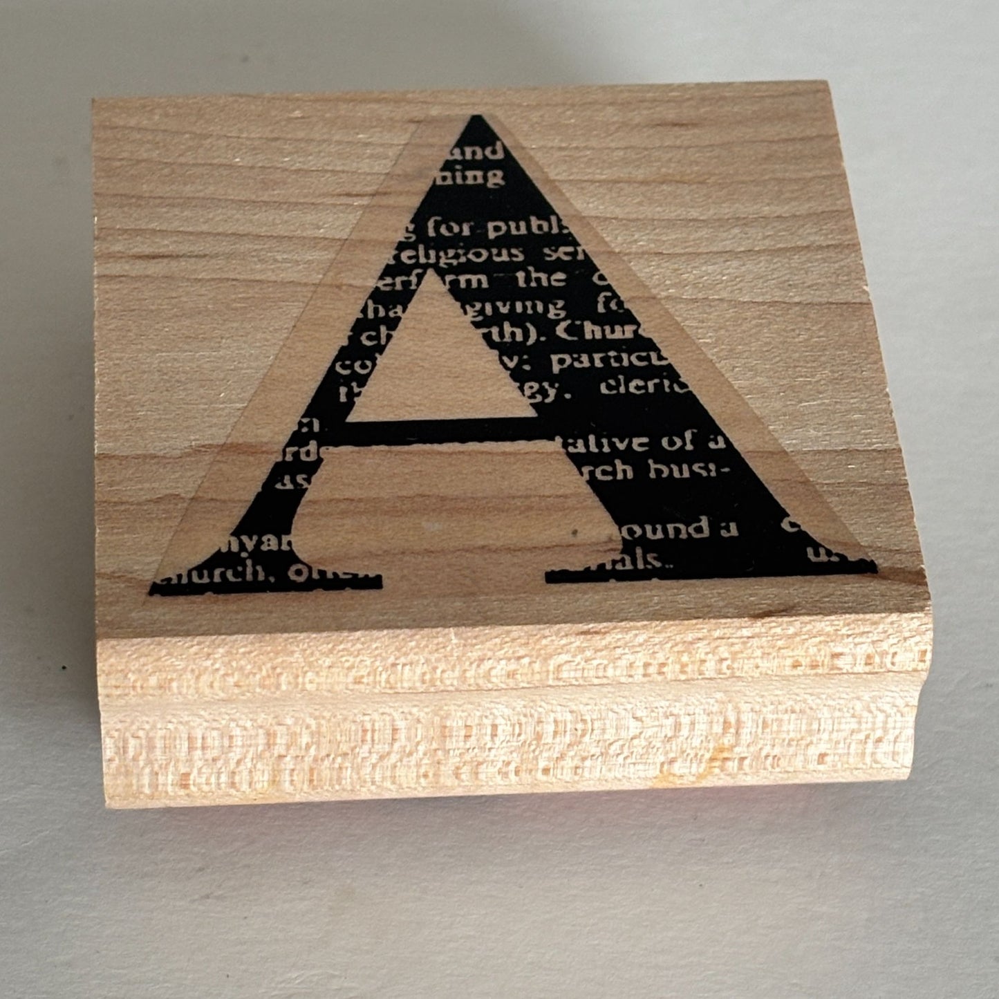 Limited Edition Rubber Stamp Block Letter A Text Background Collage Mixed Media Cardmaking Craft