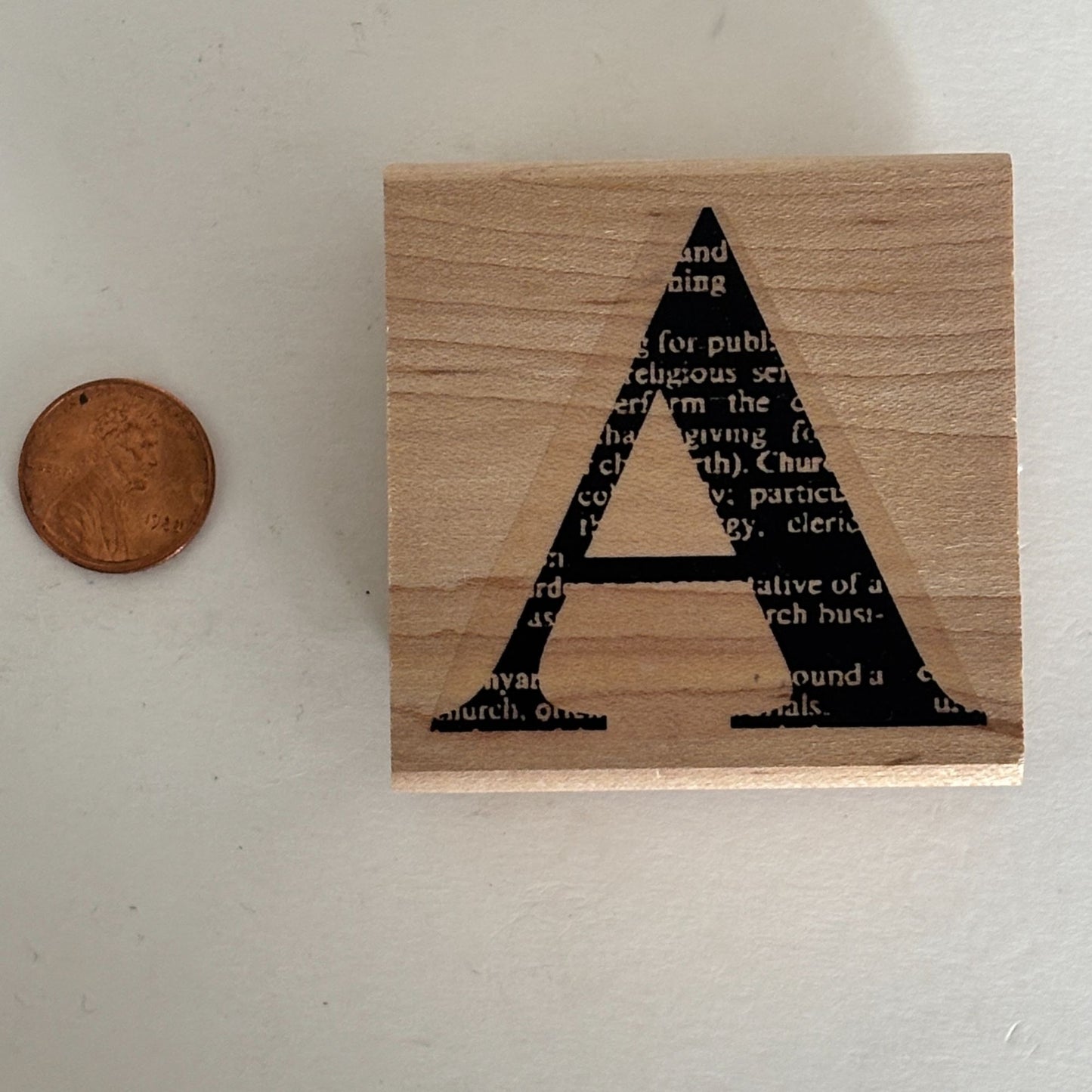 Limited Edition Rubber Stamp Block Letter A Text Background Collage Mixed Media Cardmaking Craft