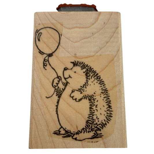 Stampin Up Rubber Stamp Happy Birthday Hedgehog Holding Balloon Card Making Word