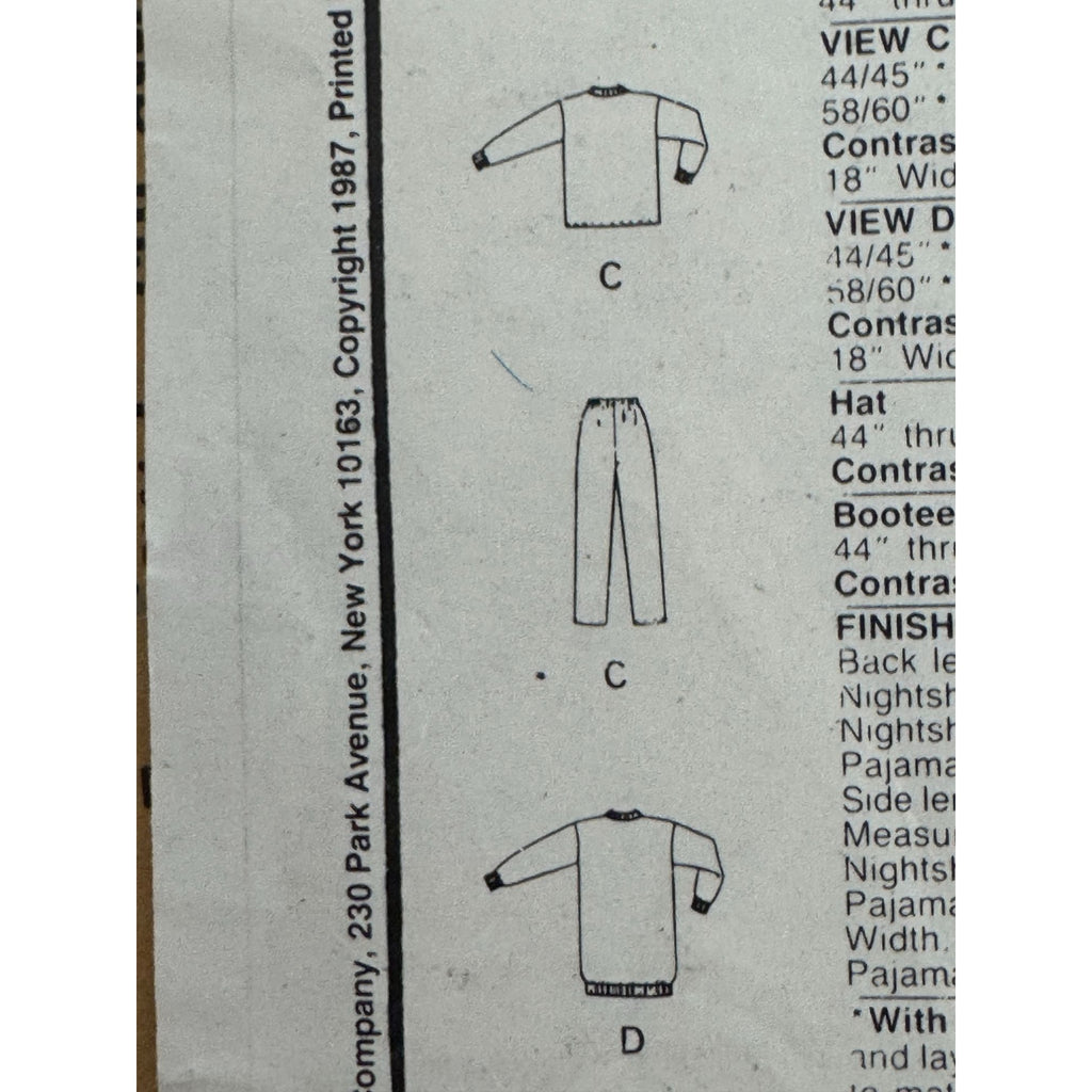 McCalls Sewing Pattern 3389 Girls Pajamas Hat Nightshirt Medium 8 10 Uncut 1980s
