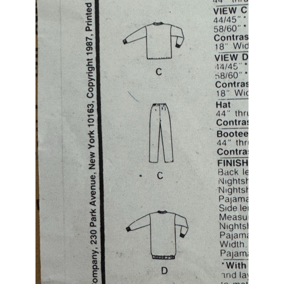 McCalls Sewing Pattern 3389 Girls Pajamas Hat Nightshirt Medium 8 10 Uncut 1980s