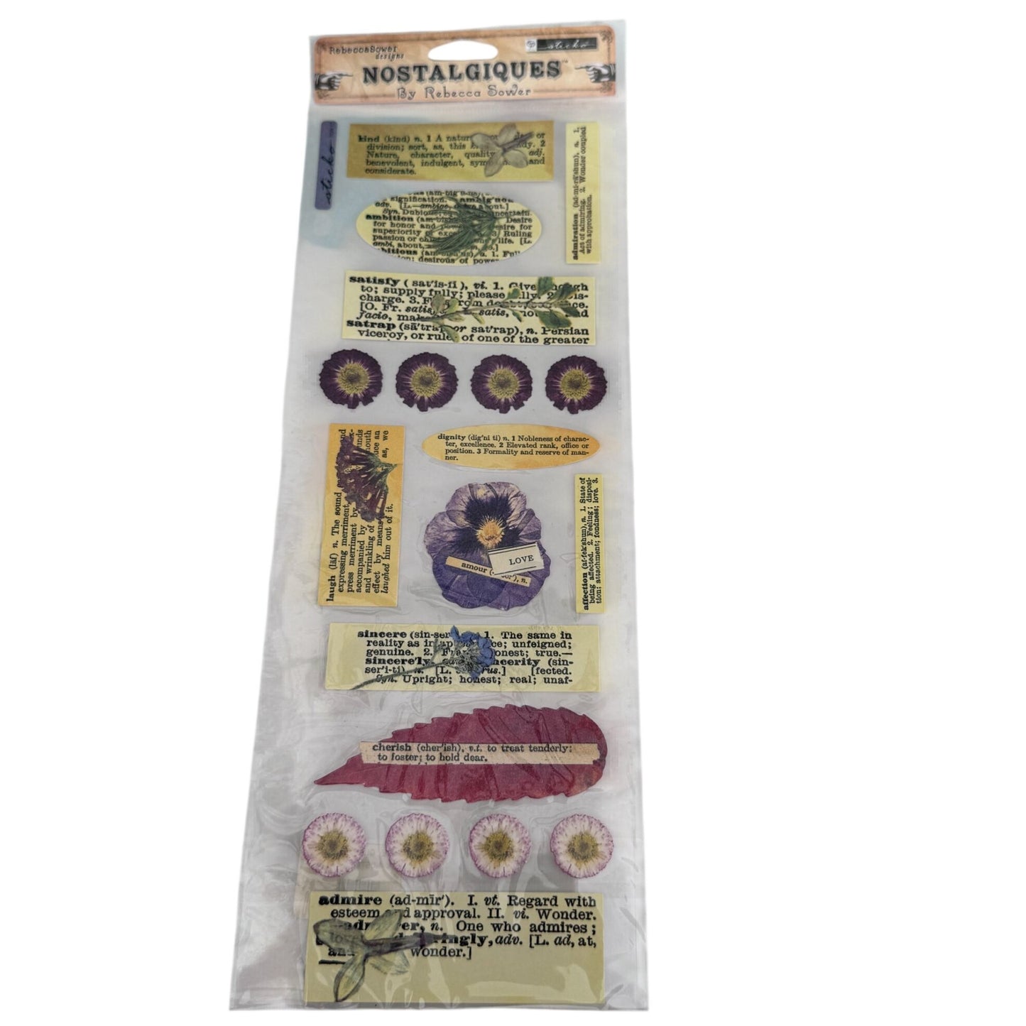 Nostalgiques Definitions Stickers Botanical Words Rebecca Sower Dictionary Ephemera Junk Journal Scrapbooking Sticko Flowers