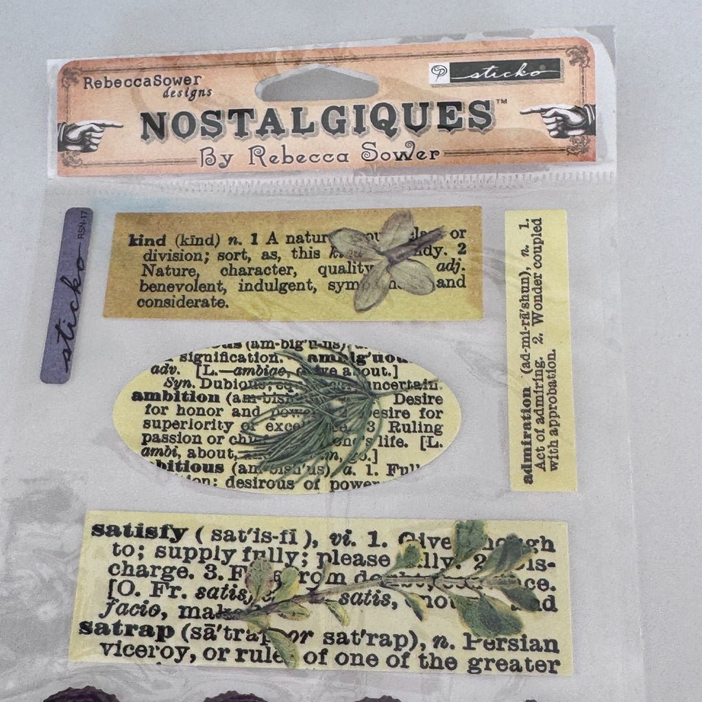 Nostalgiques Definitions Stickers Botanical Words Rebecca Sower Dictionary Ephemera Junk Journal Scrapbooking Sticko Flowers