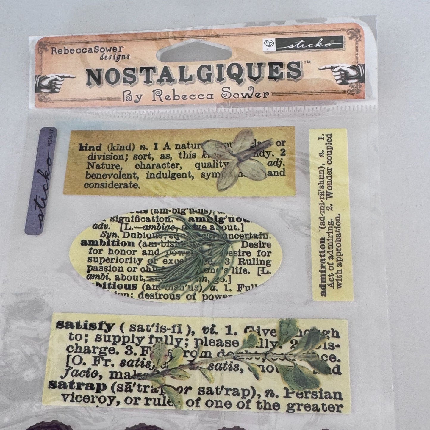 Nostalgiques Definitions Stickers Botanical Words Rebecca Sower Dictionary Ephemera Junk Journal Scrapbooking Sticko Flowers