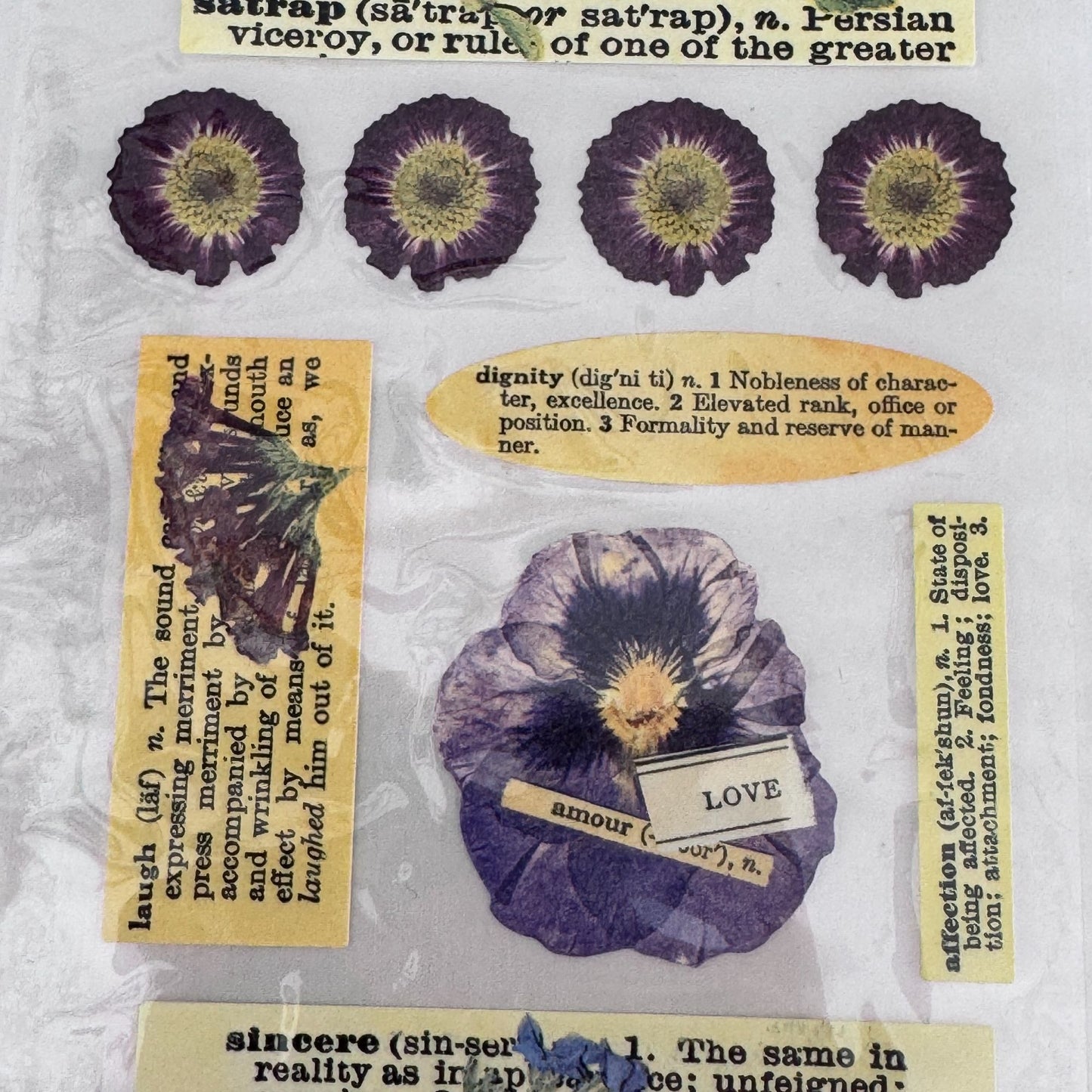 Nostalgiques Definitions Stickers Botanical Words Rebecca Sower Dictionary Ephemera Junk Journal Scrapbooking Sticko Flowers