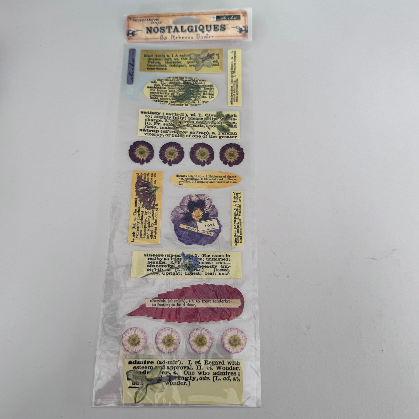 Nostalgiques Definitions Stickers Botanical Words Rebecca Sower Dictionary Ephemera Junk Journal Scrapbooking Sticko Flowers