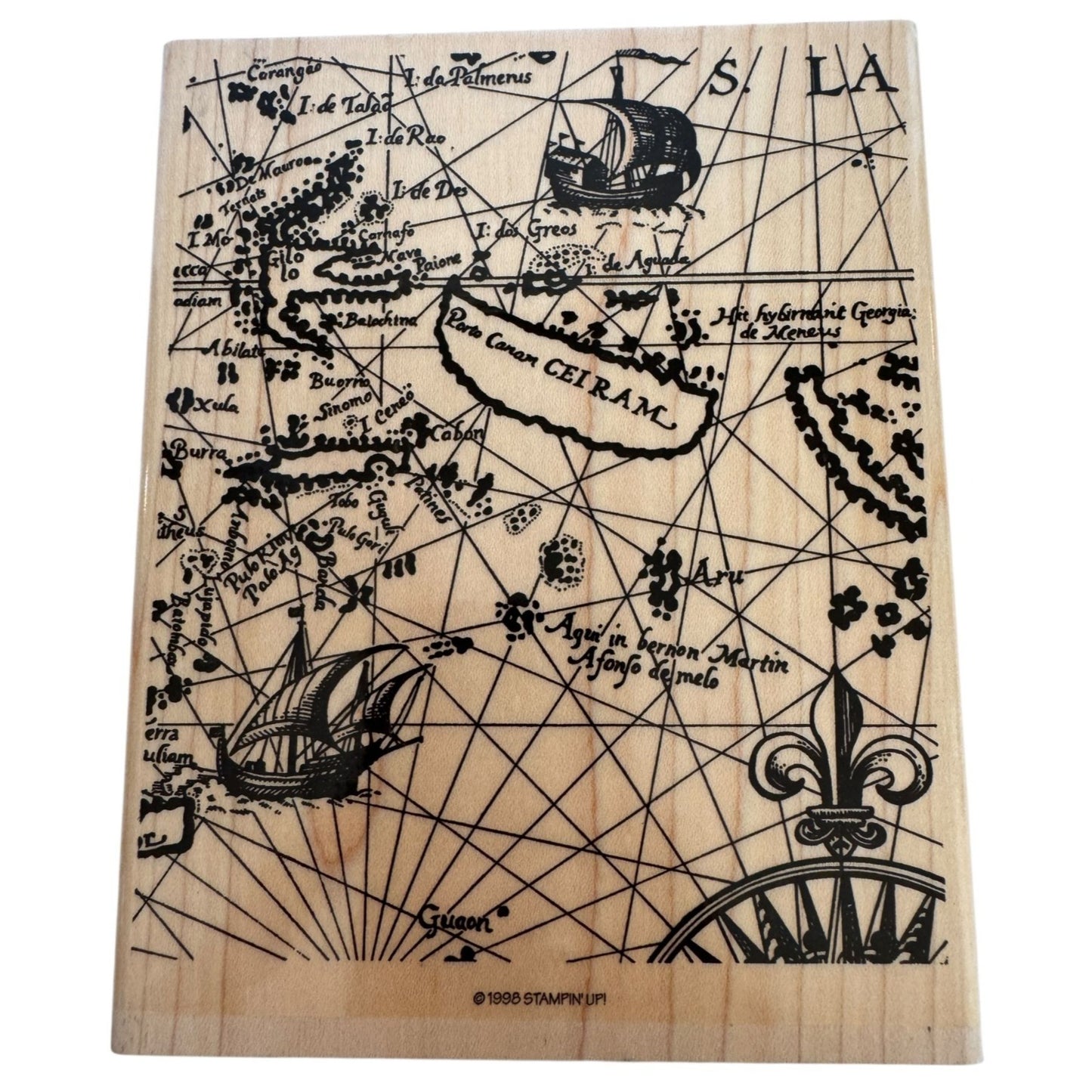 Stampin Up Rubber Stamp Old World Map Travel Nautical History Card Making Large