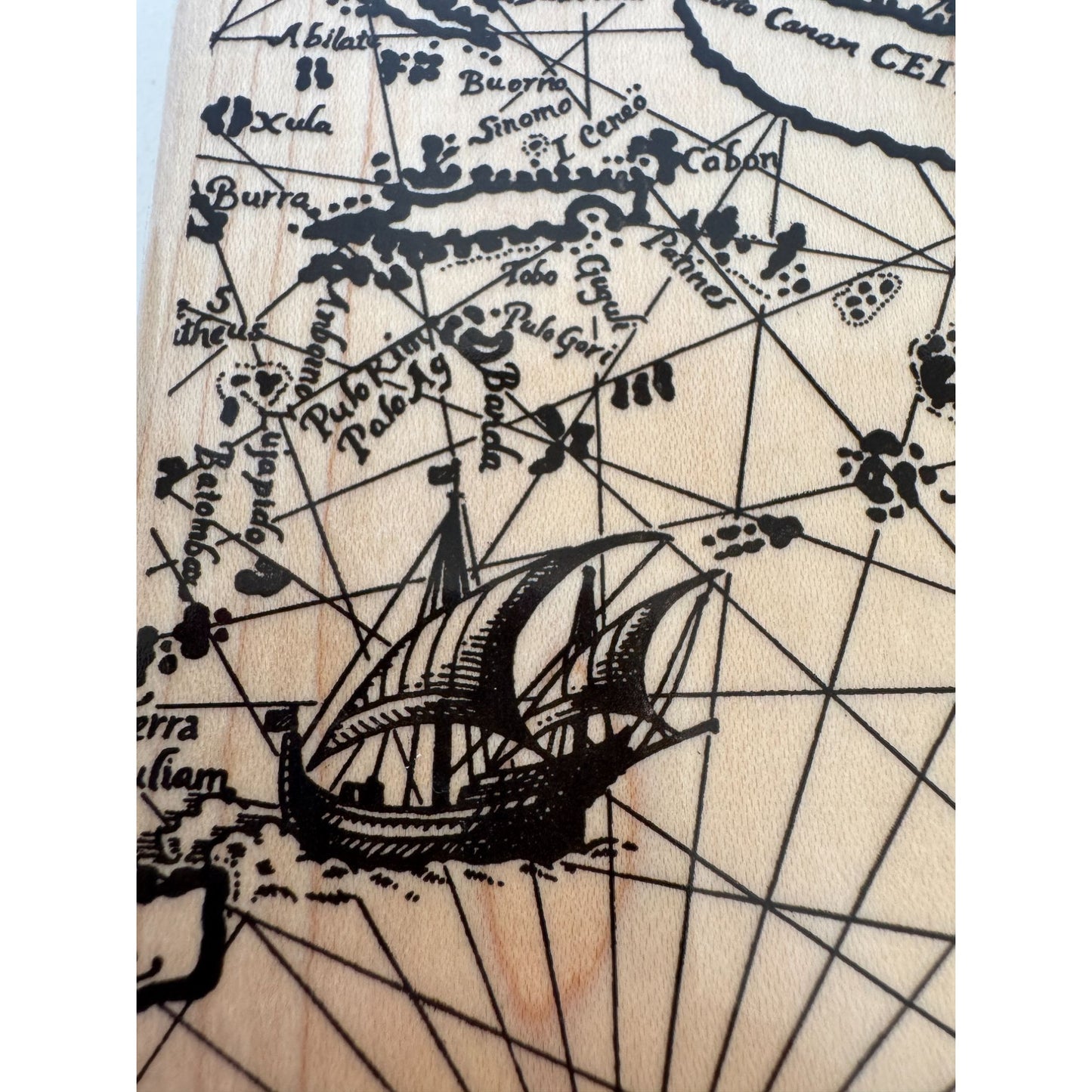 Stampin Up Rubber Stamp Old World Map Travel Nautical History Card Making Large