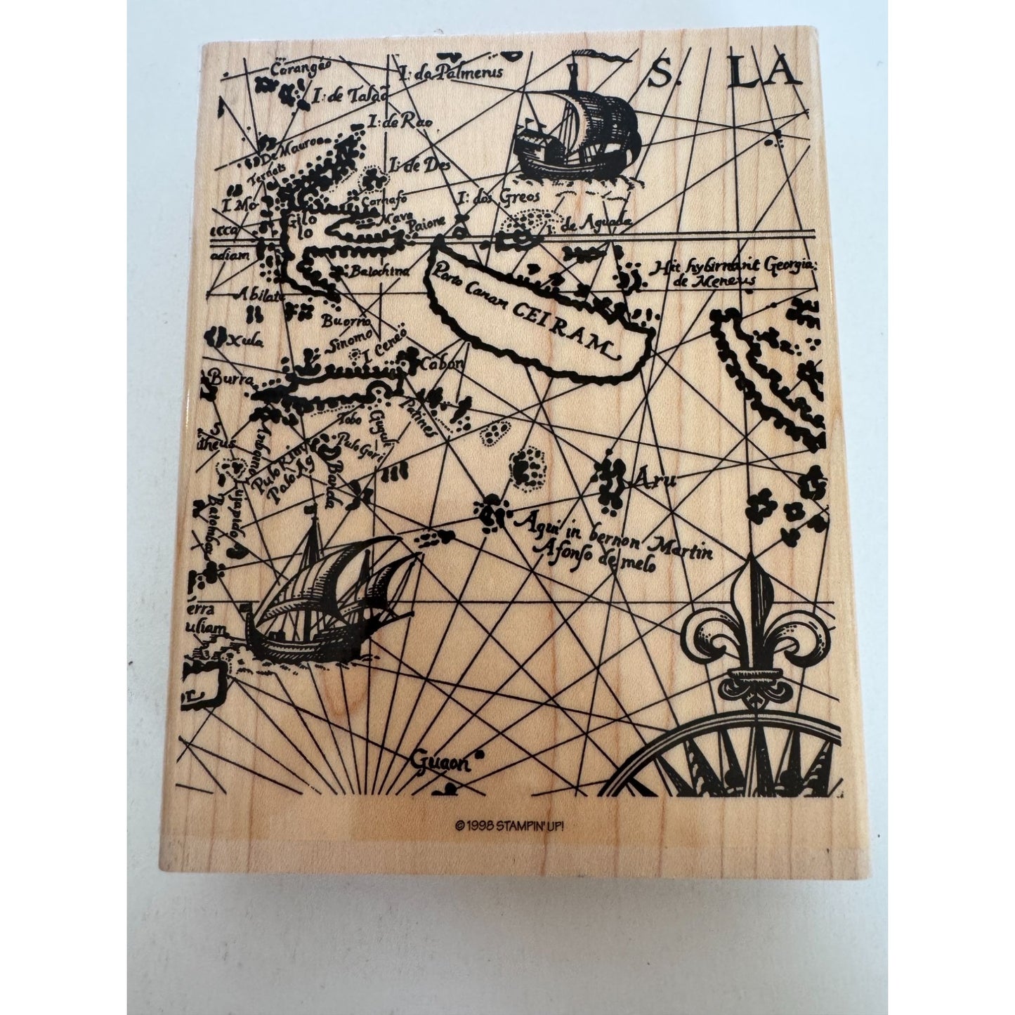 Stampin Up Rubber Stamp Old World Map Travel Nautical History Card Making Large