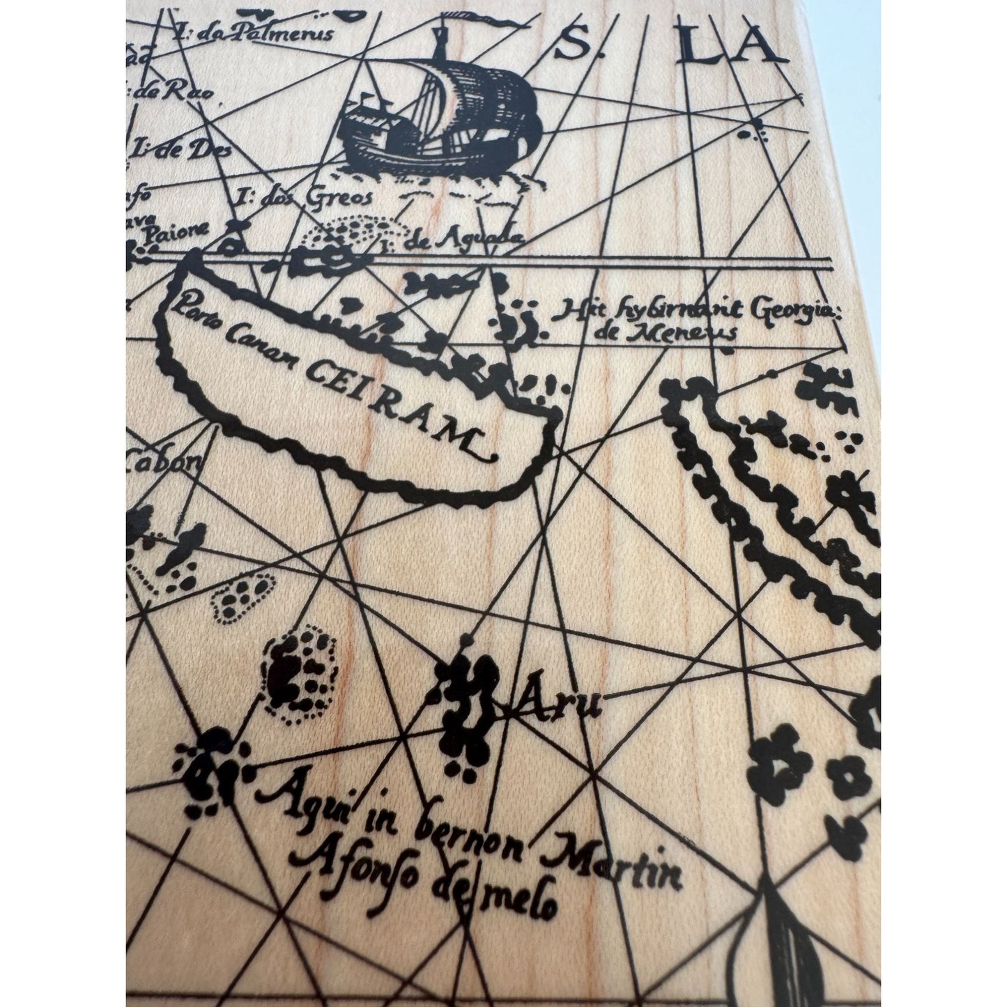 Stampin Up Rubber Stamp Old World Map Travel Nautical History Card Making Large