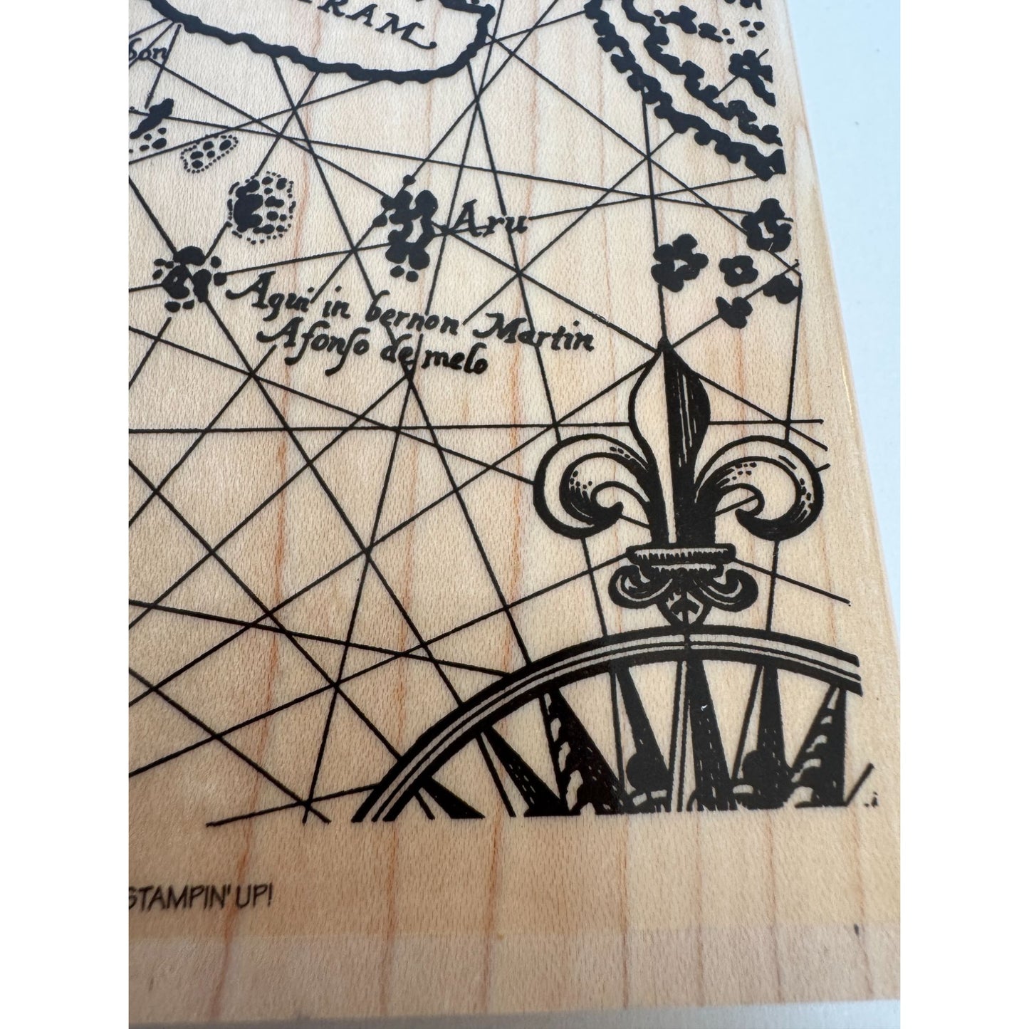 Stampin Up Rubber Stamp Old World Map Travel Nautical History Card Making Large