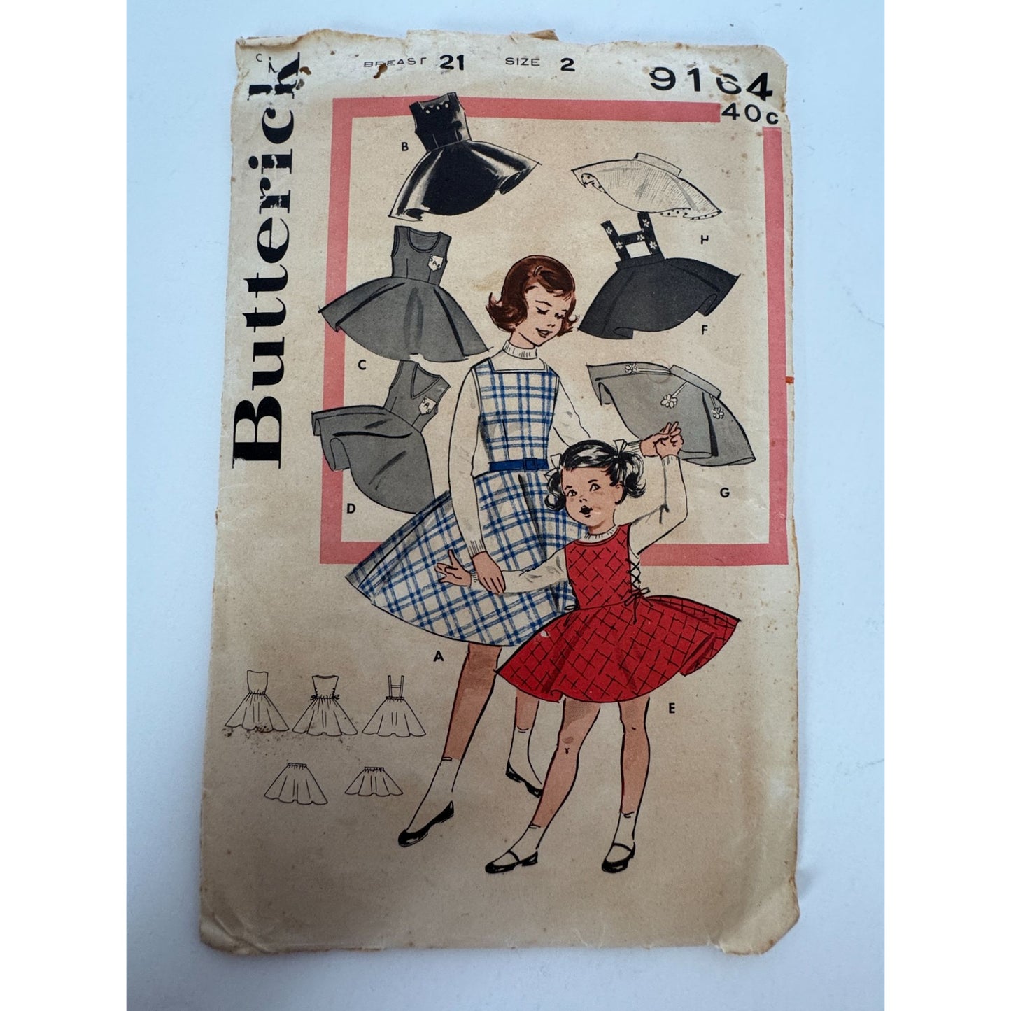 Butterick Sewing Pattern 9164 Jumper and Skirt Toddler Girl 2T 1960s Vintage Cut