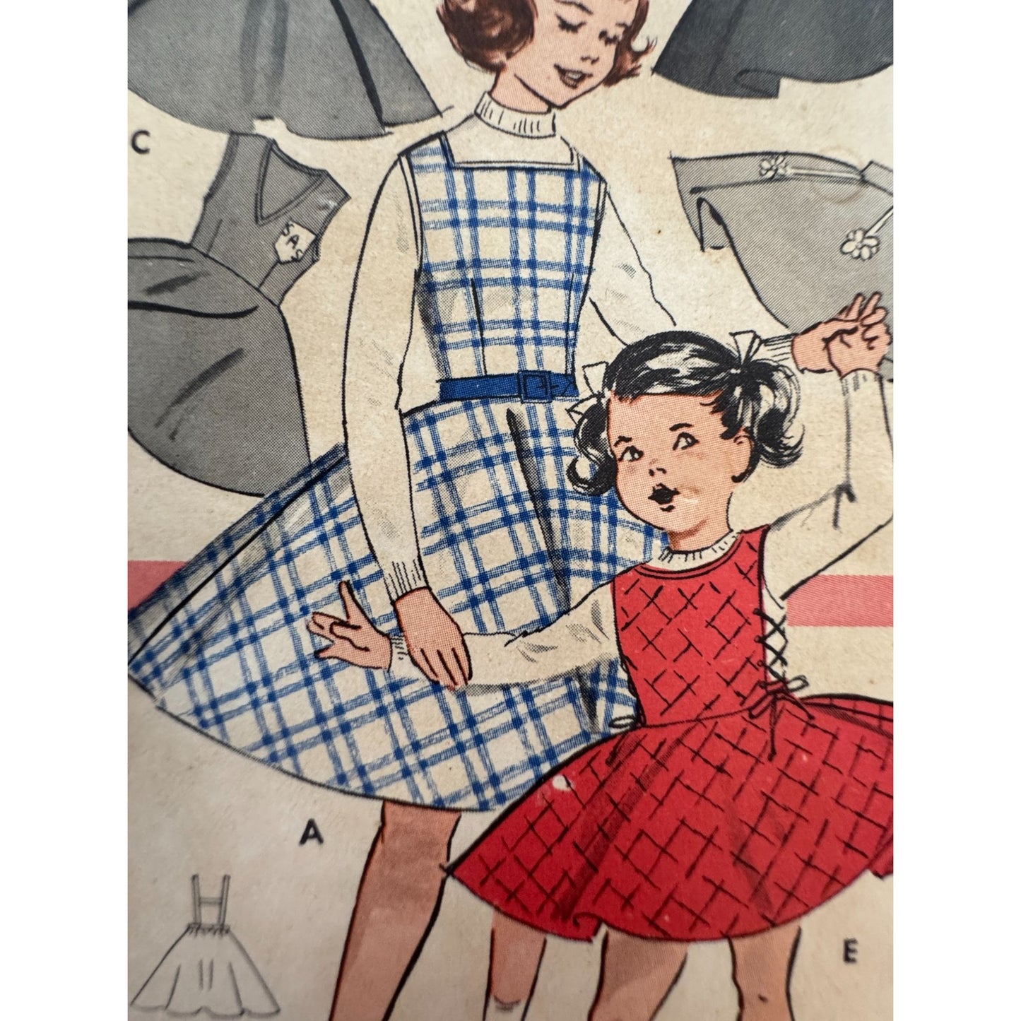 Butterick Sewing Pattern 9164 Jumper and Skirt Toddler Girl 2T 1960s Vintage Cut