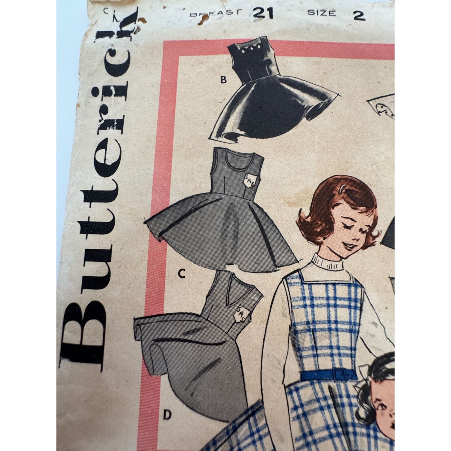 Butterick Sewing Pattern 9164 Jumper and Skirt Toddler Girl 2T 1960s Vintage Cut