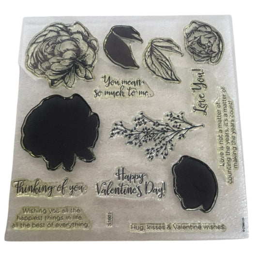 CTMH Acrylic Stamp Set Beloved Bouquet Peony Flowers Love You My Acrylix S1601