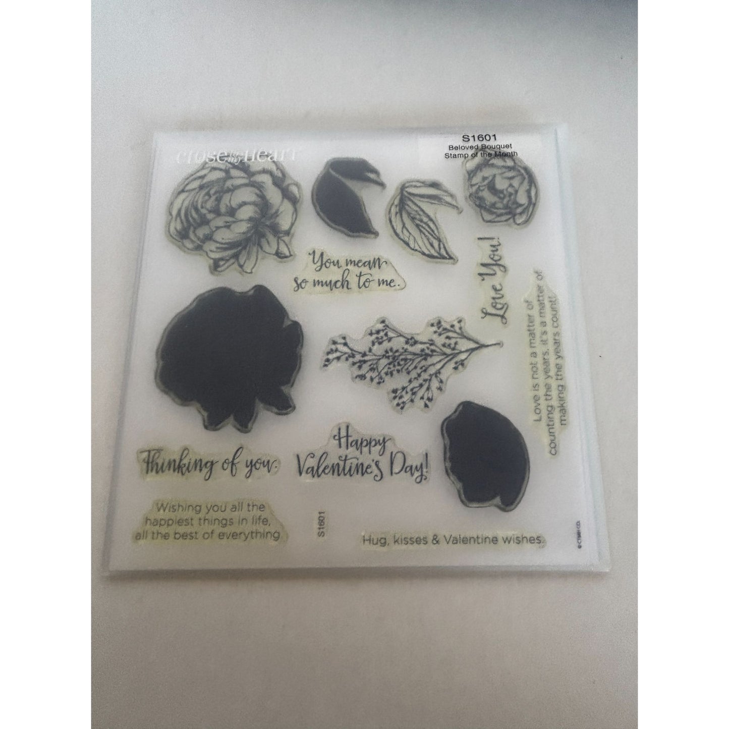 CTMH Acrylic Stamp Set Beloved Bouquet Peony Flowers Love You My Acrylix S1601
