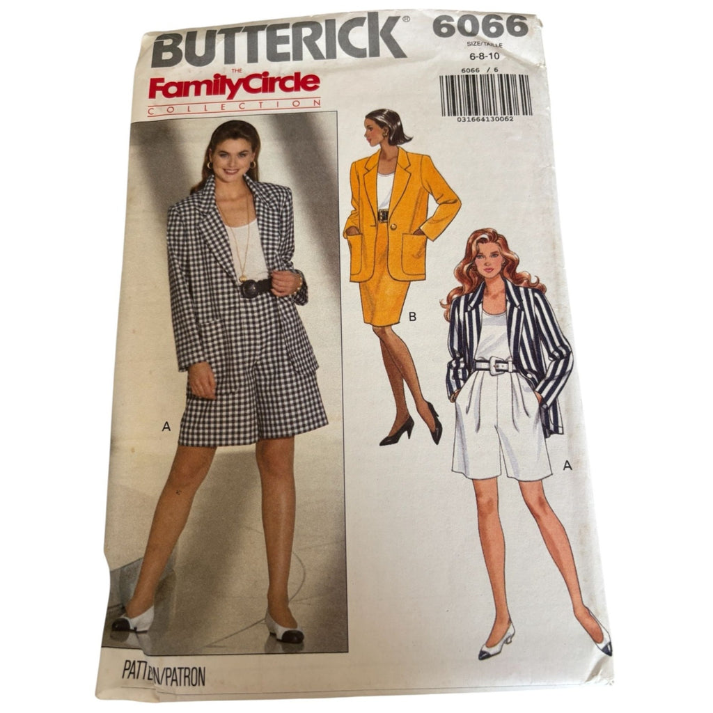 Butterick Sewing Pattern 6066 Work Jacket Top Skirt Shorts Career 6 8 10 Uncut