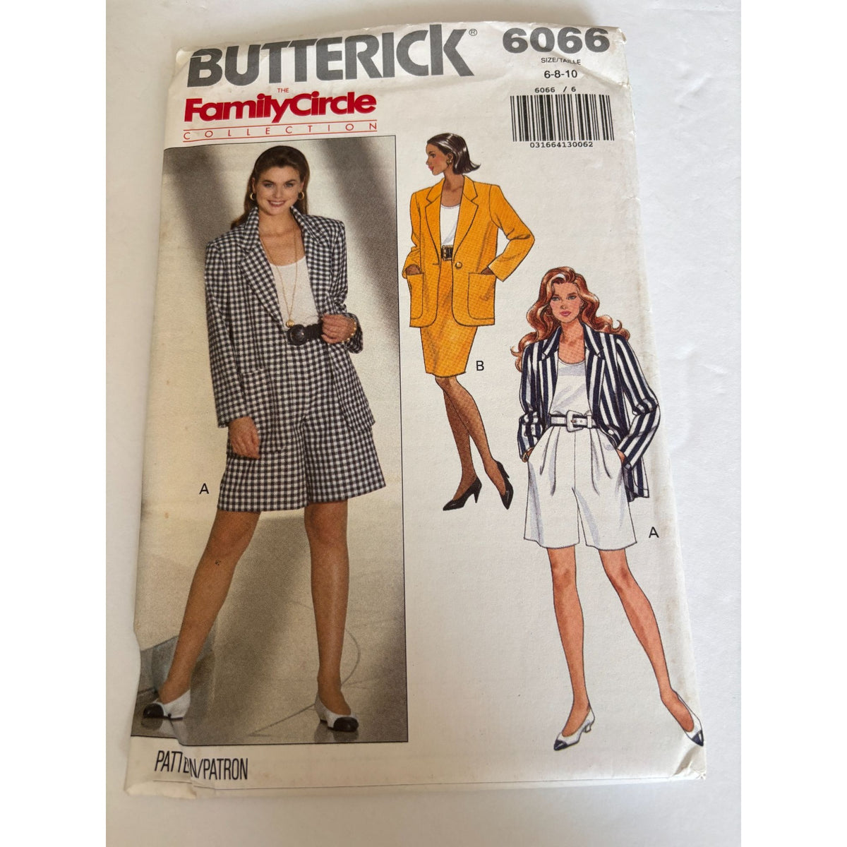 Butterick Sewing Pattern 6066 Work Jacket Top Skirt Shorts Career 6 8 10 Uncut