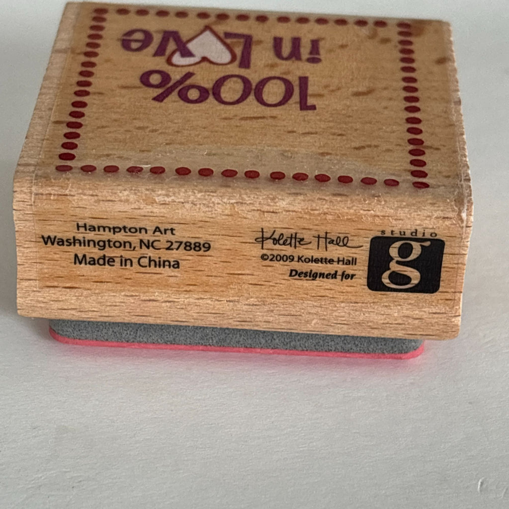 Hampton Art Studio G Rubber Stamp 100 Percent In Love Romantic Sentiment Craft Cardmaking