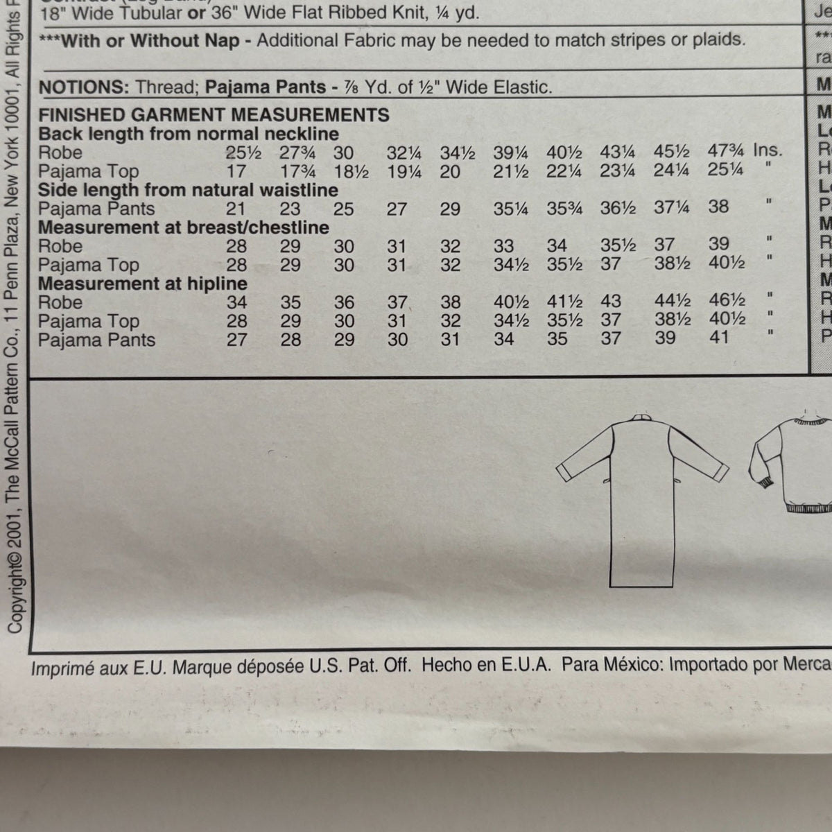 McCalls Sewing Pattern P280 Pajamas Top Pants Robe Kids 10-14 Lanz of Salzburg