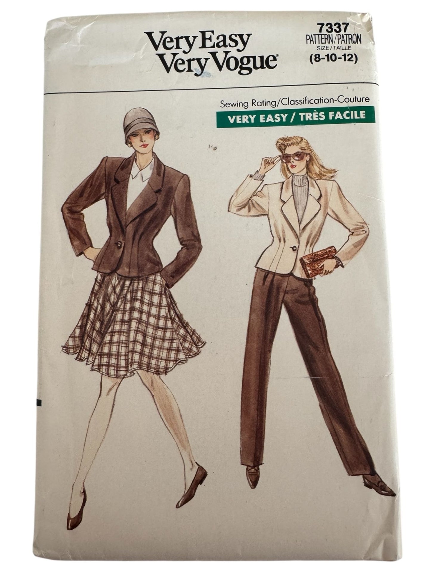 Vogue Sewing Pattern 7337 Misses Jacket Flared Skirt Pants 1980s Outfit 8 10 12