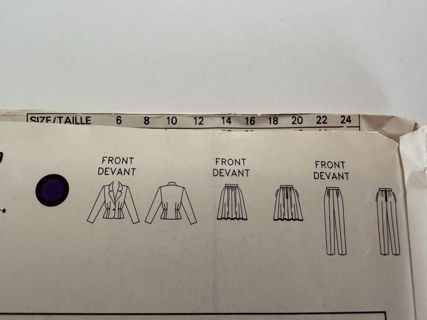 Vogue Sewing Pattern 7337 Misses Jacket Flared Skirt Pants 1980s Outfit 8 10 12