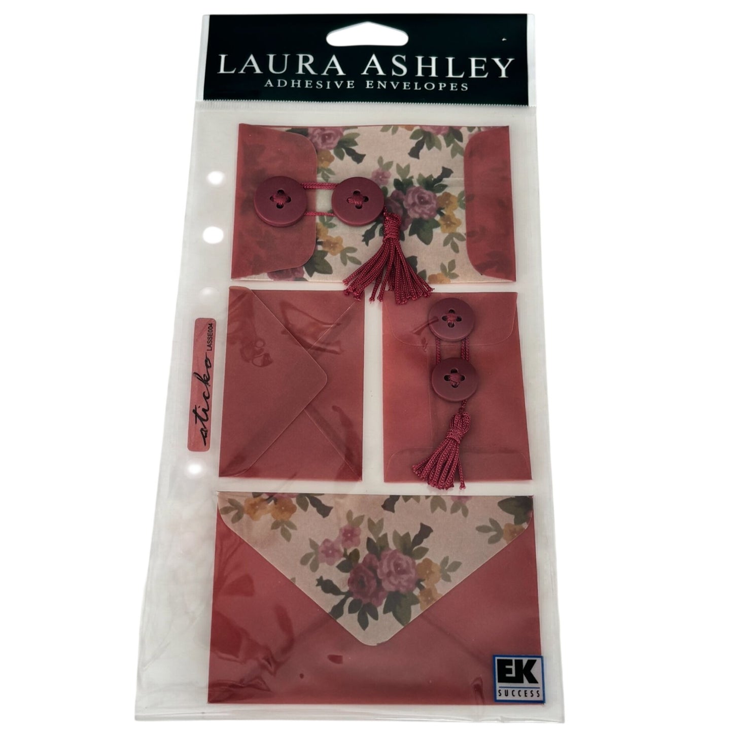 Laura Ashley Adhesive Envelopes Stuffed Ups Florette Floral Romantic Scrapbook Ephemera Embellishments Button Closure