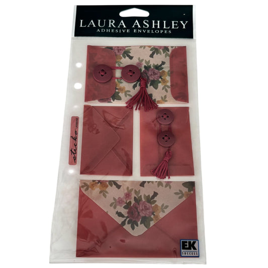 Laura Ashley Adhesive Envelopes Stuffed Ups Florette Floral Romantic Scrapbook Ephemera Embellishments Button Closure