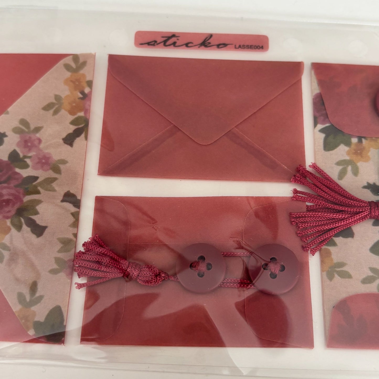 Laura Ashley Adhesive Envelopes Stuffed Ups Florette Floral Romantic Scrapbook Ephemera Embellishments Button Closure
