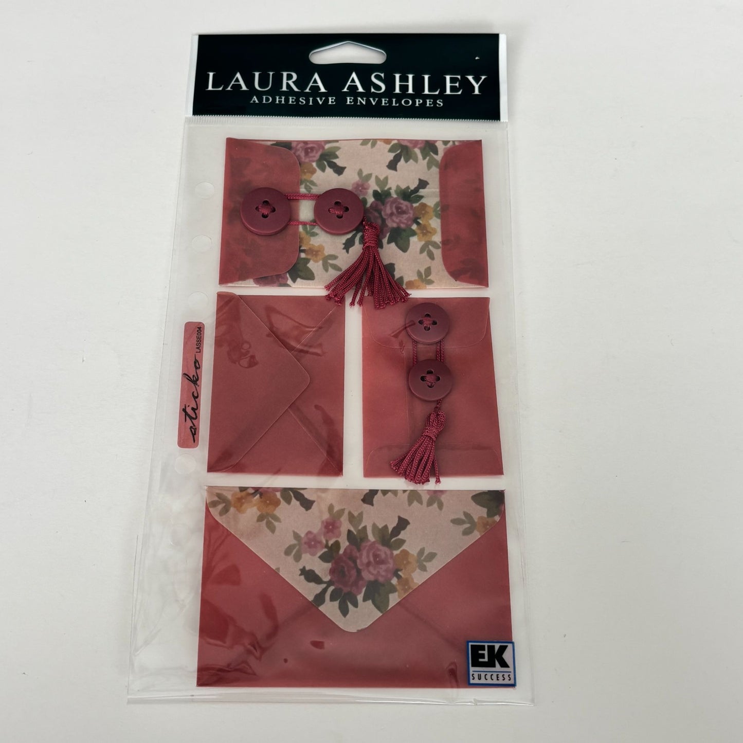 Laura Ashley Adhesive Envelopes Stuffed Ups Florette Floral Romantic Scrapbook Ephemera Embellishments Button Closure