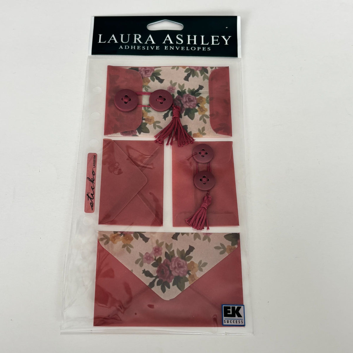 Laura Ashley Adhesive Envelopes Stuffed Ups Florette Floral Romantic Scrapbook Ephemera Embellishments Button Closure