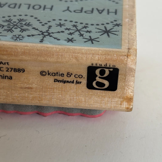 Studio G Rubber Stamp Happy Holidays Christmas Card Making Greeting Words Snow