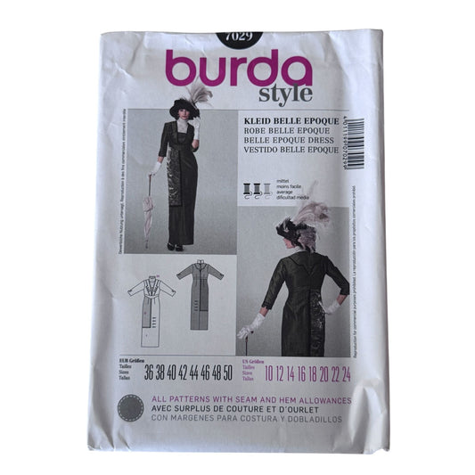 Burda Sewing Pattern 7029 Belle Epoque Dress Edwardian Costume 10-24 Uncut Lace Gusset