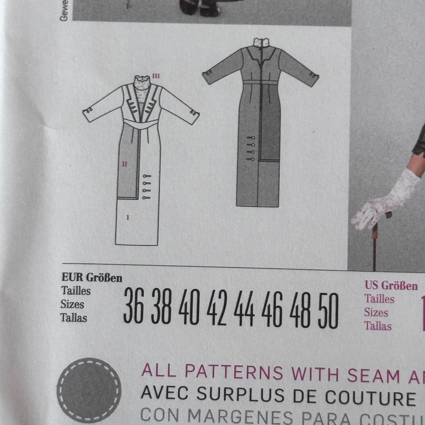 Burda Sewing Pattern 7029 Belle Epoque Dress Edwardian Costume 10-24 Uncut Lace Gusset