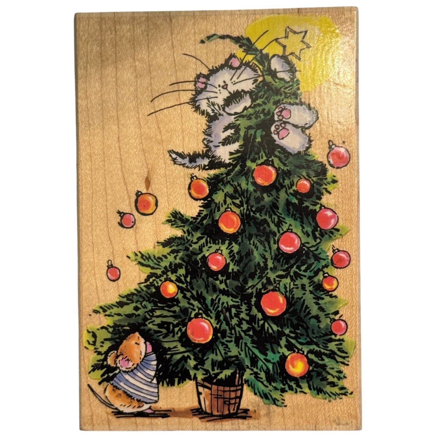 Penny Black Rubber Stamp A Christmas To Remember Cat Mouse Card Making Holidays