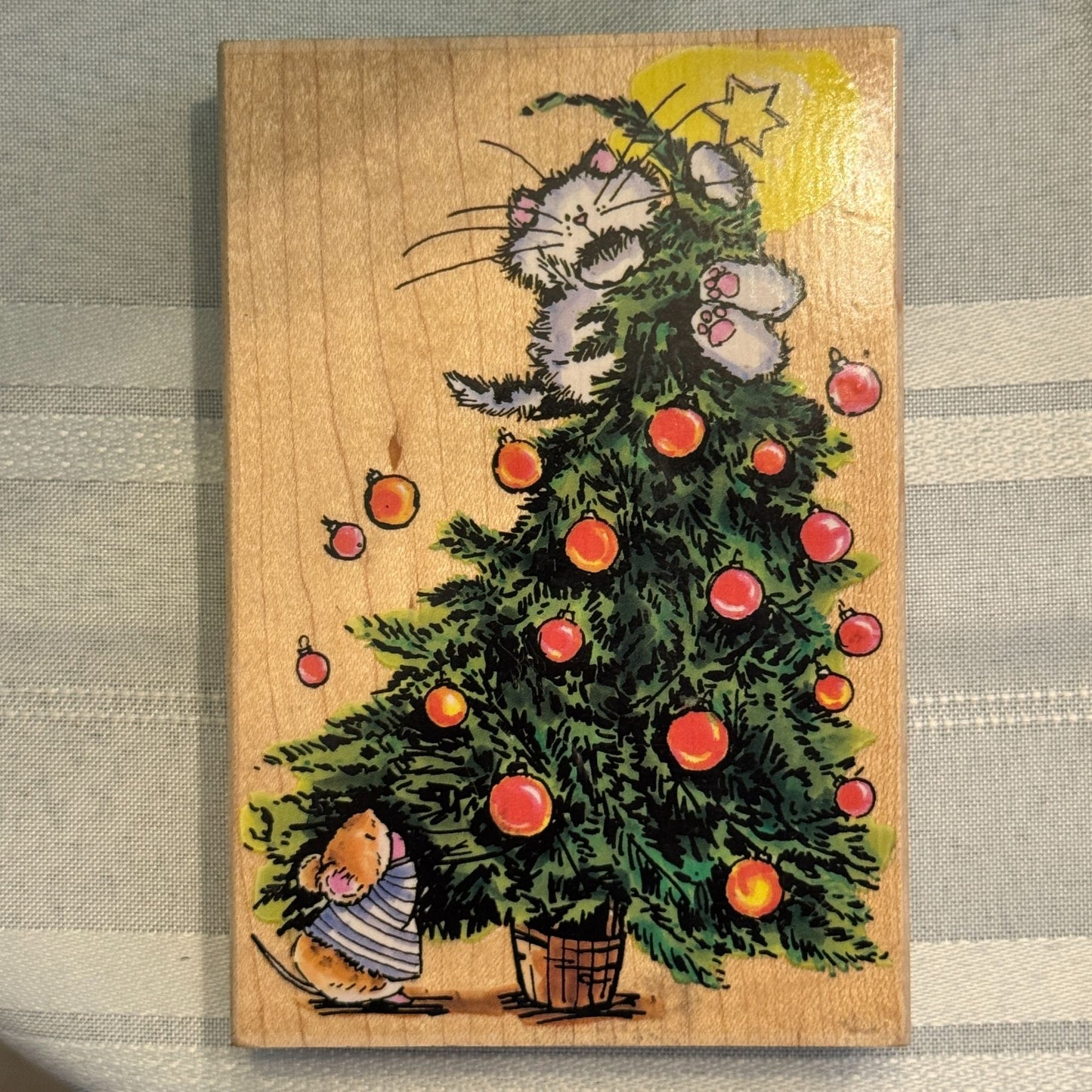 Penny Black Rubber Stamp A Christmas To Remember Cat Mouse Card Making Holidays