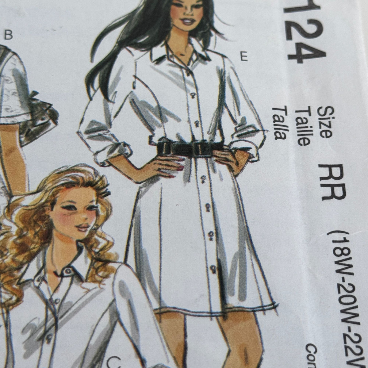 McCalls Sewing Pattern M6124 Minimalist Tunic Shirt Boho Blouse Top 18W-24W Uncut Quiet Luxury