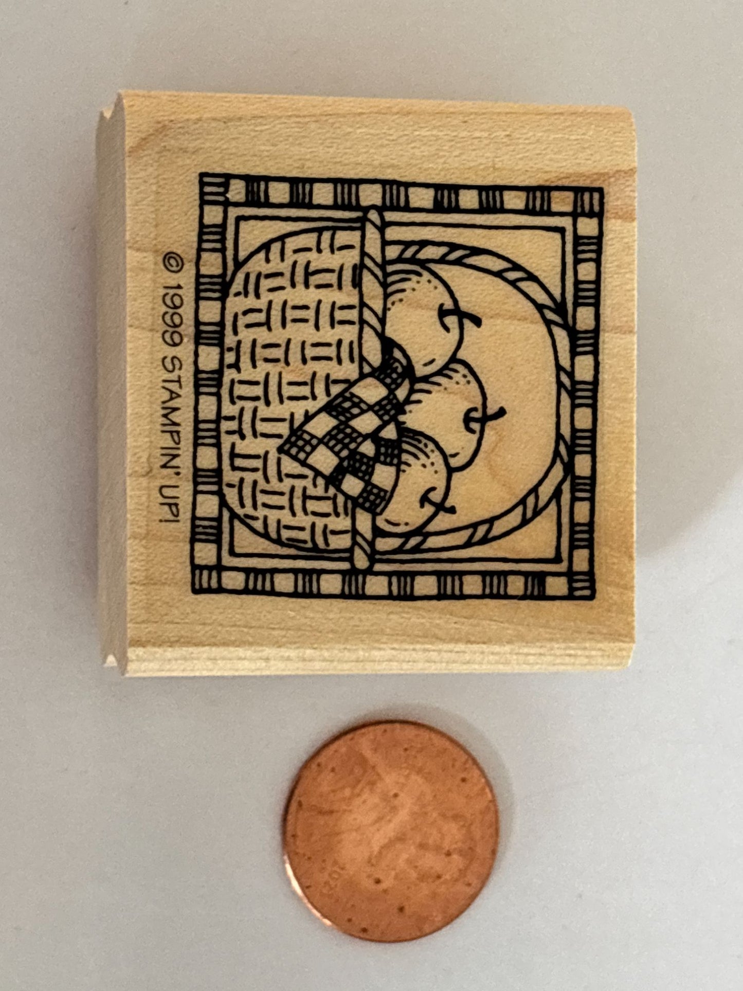 Stampin Up Rubber Stamp Apple Basket Fruit Food Fall Harvest Picnic Card Making