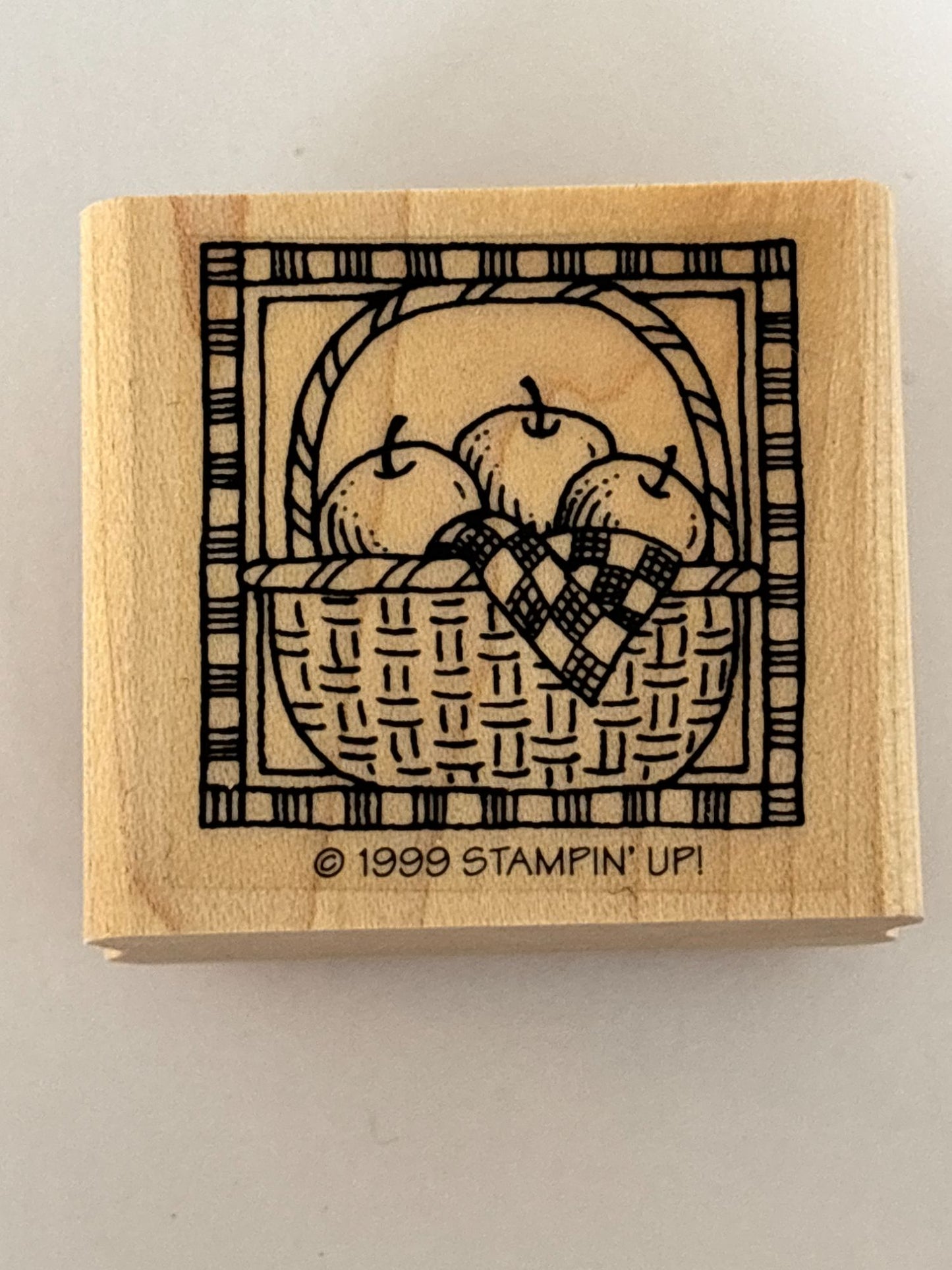 Stampin Up Rubber Stamp Apple Basket Fruit Food Fall Harvest Picnic Card Making