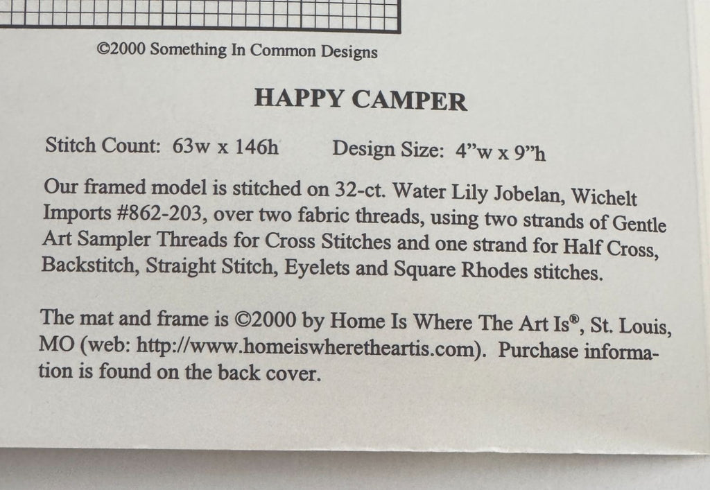 Something In Common Cross Stitch Pattern Chart Happy Camper Cat Kitten Pet Funny