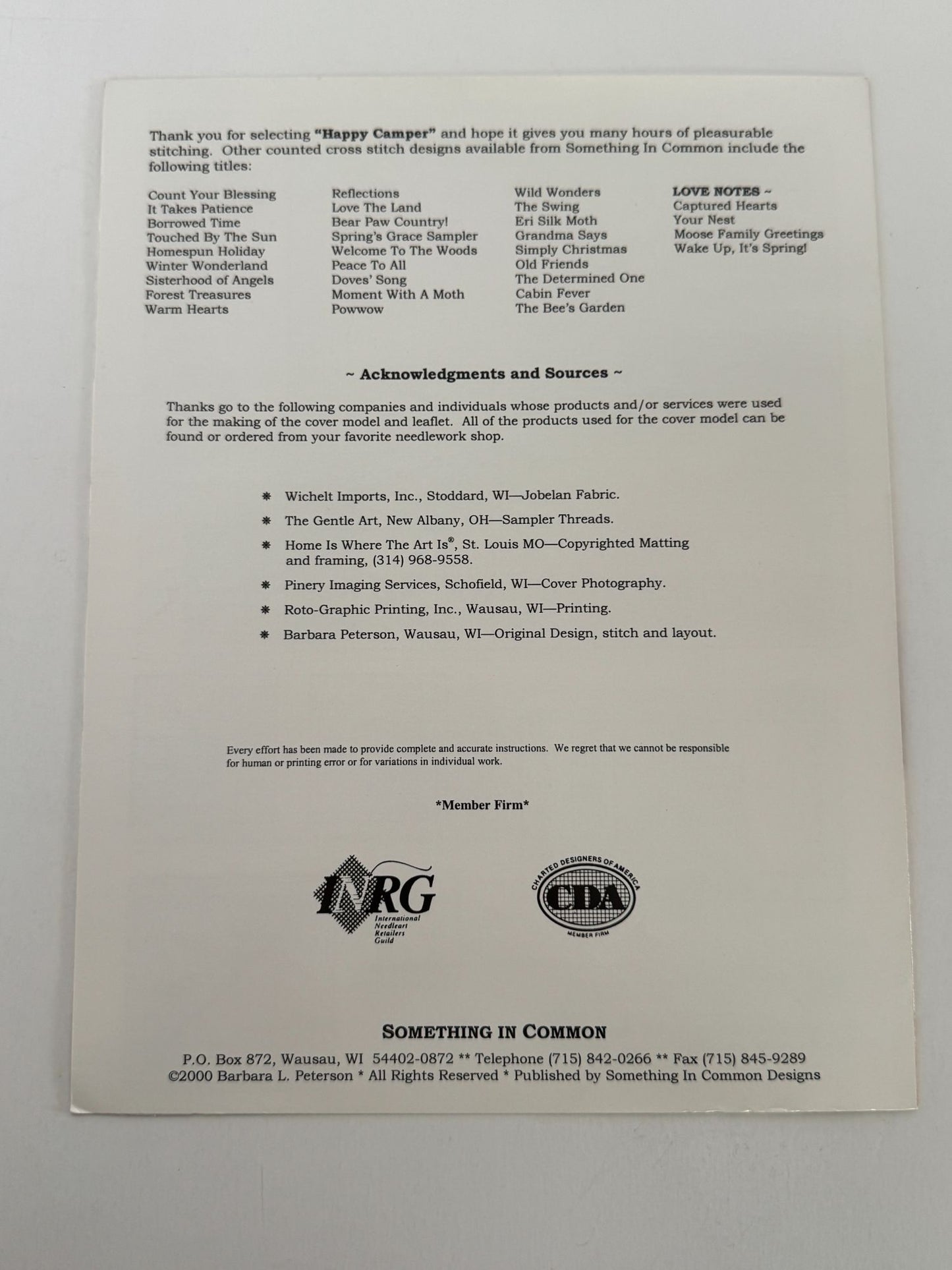 Something In Common Cross Stitch Pattern Chart Happy Camper Cat Kitten Pet Funny