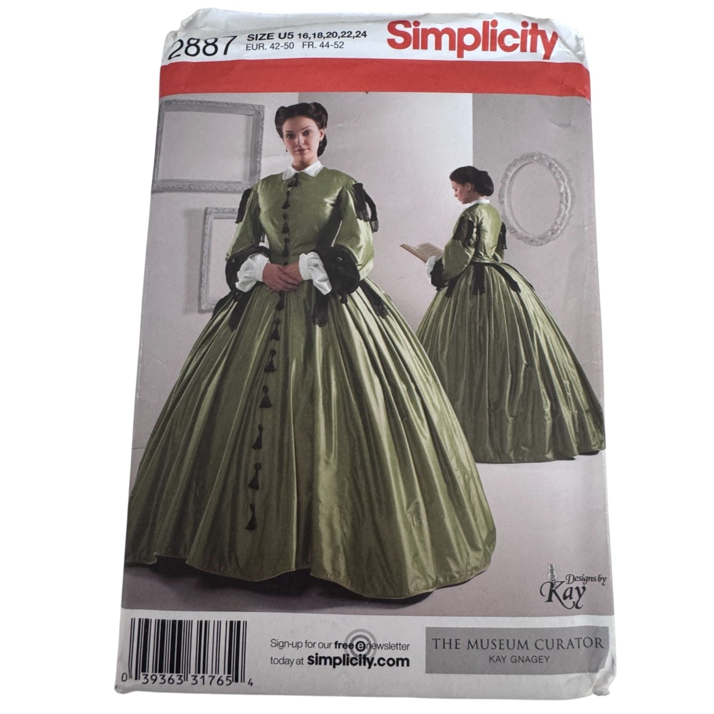 Simplicity Sewing Pattern 2887 Civil War Dress Costume Victorian Gown 16-24 Uncut Halloween