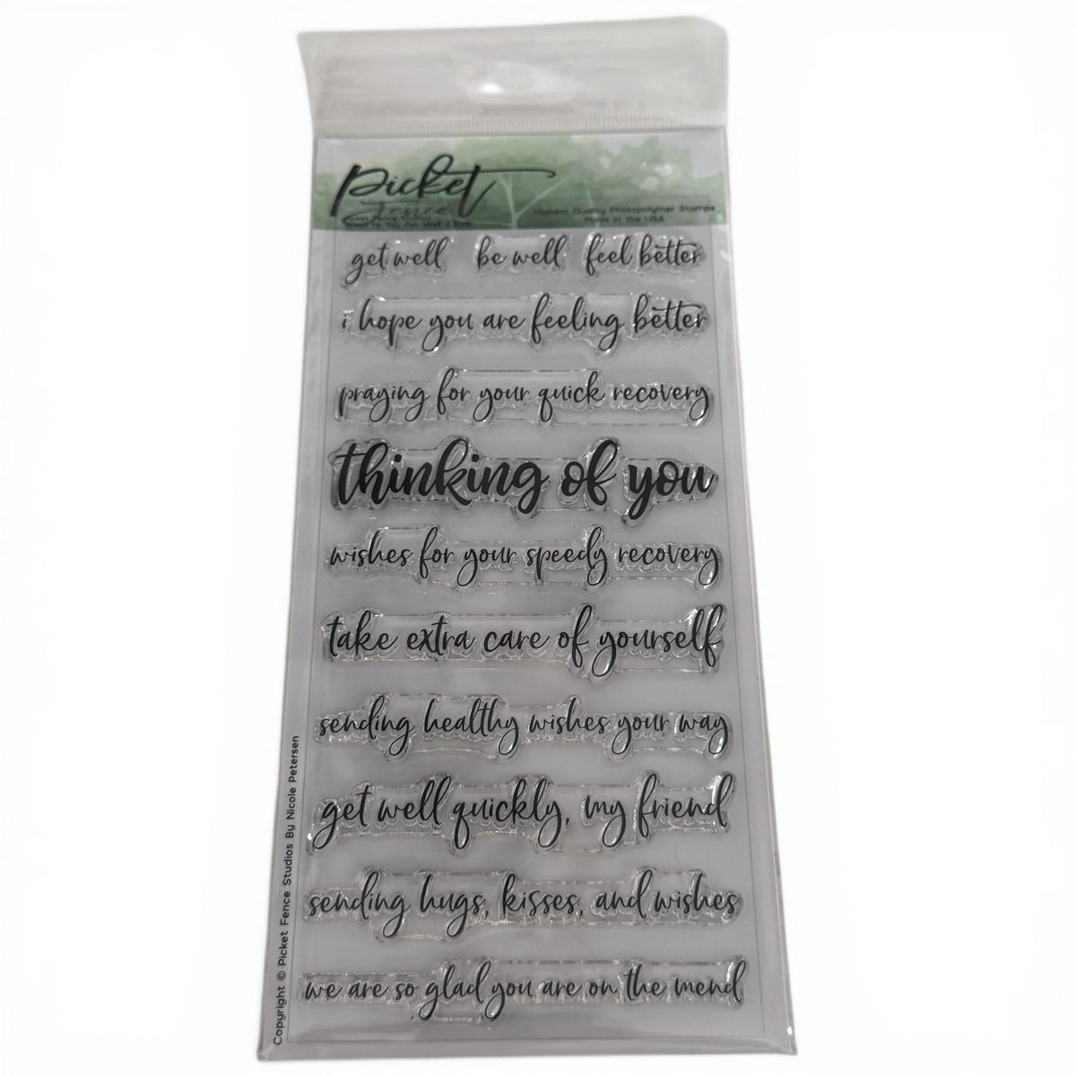 Picket Fence Studios Photopolymer Stamp Set Ways To Say Get Well Soon Cardmaking Words