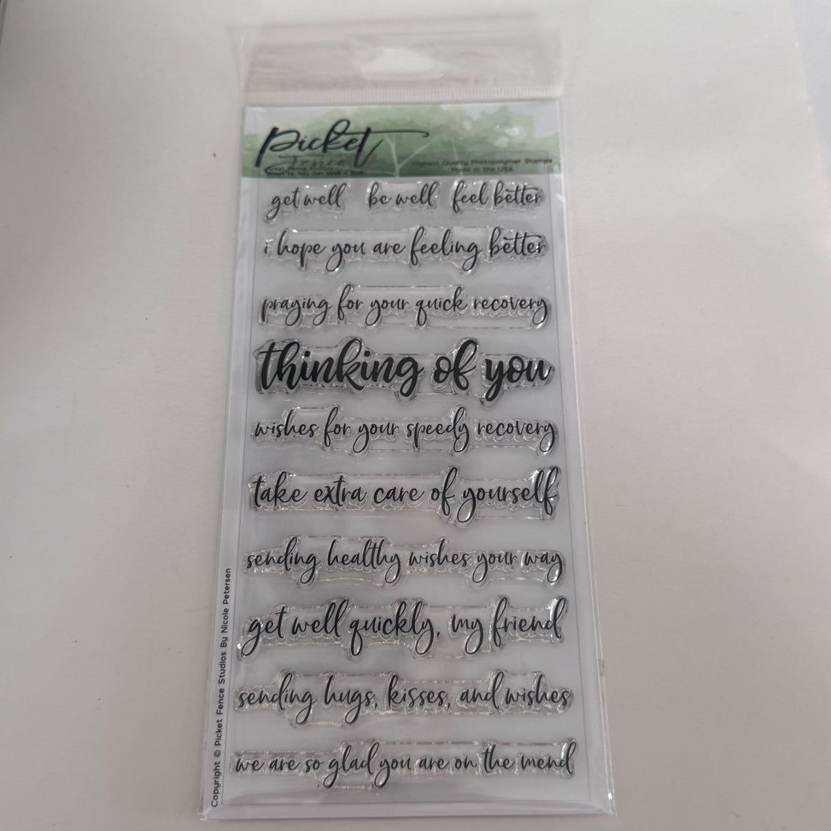 Picket Fence Studios Photopolymer Stamp Set Ways To Say Get Well Soon Cardmaking Words