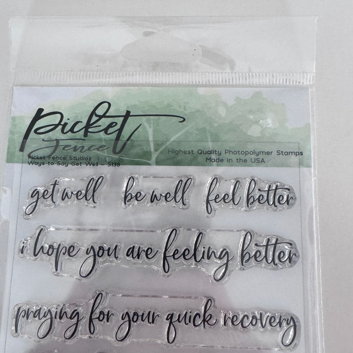 Picket Fence Studios Photopolymer Stamp Set Ways To Say Get Well Soon Cardmaking Words