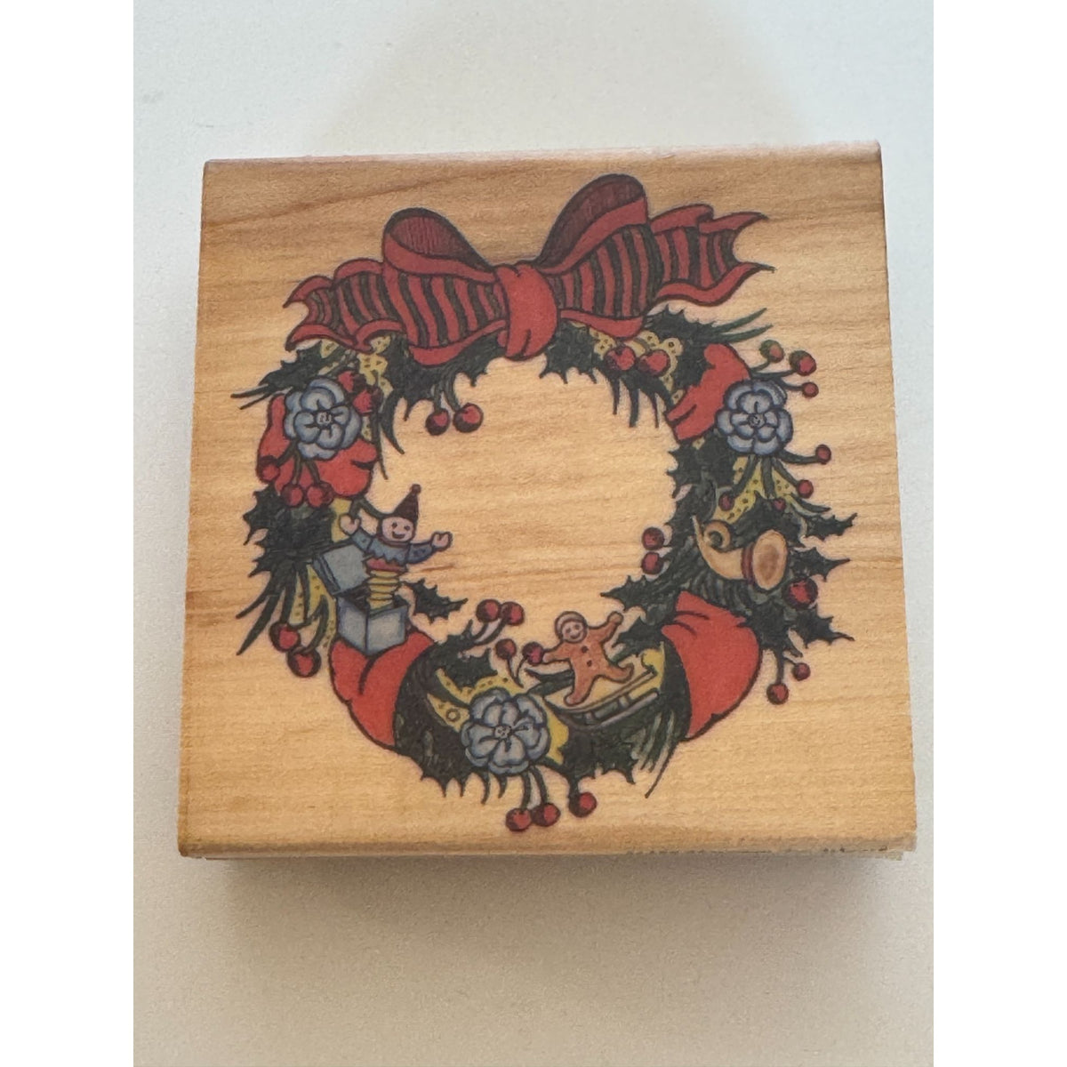 Hampton Art Rubber Stamp Victorian Toy Wreath Christmas Card Making Holidays