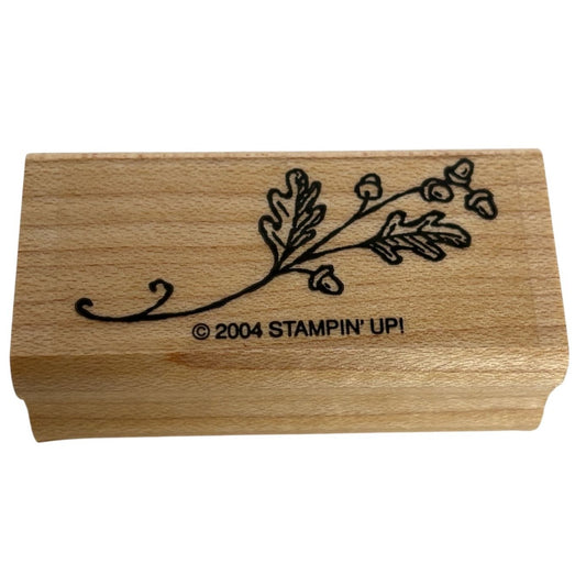 Stampin Up Rubber Stamp Oak Leaf Acorn Flourish Fall Autumn Edge Thanksgiving