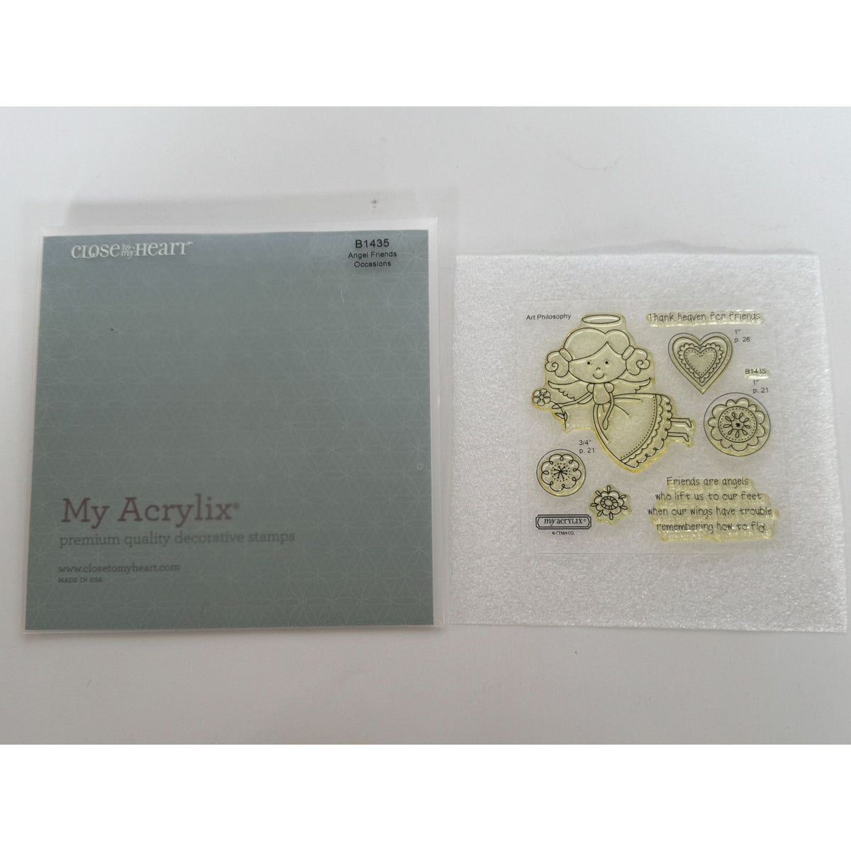 CTMH My Acrylix Acrylic Stamp Set Angel Friends Friendship Thank Heaven B1435