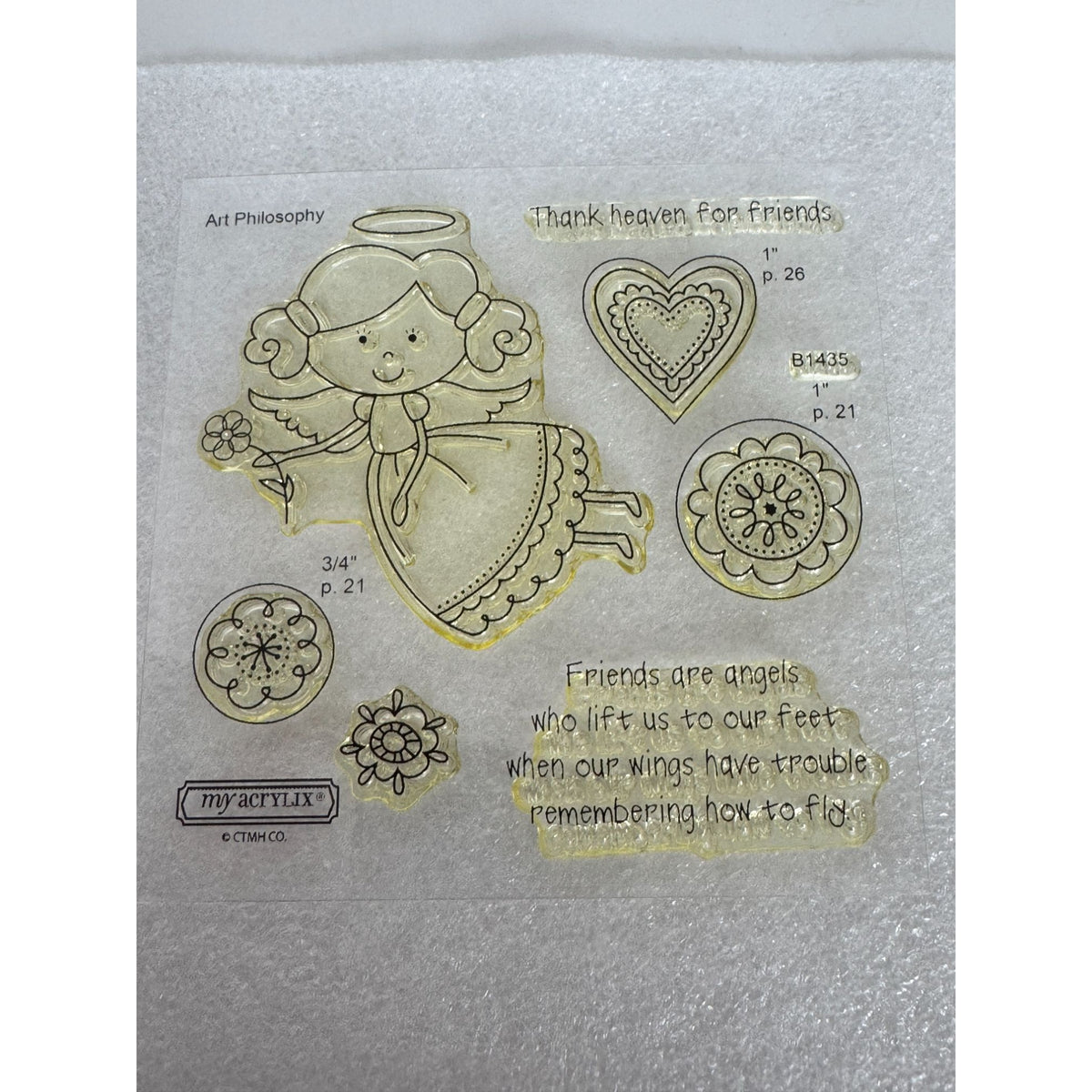 CTMH My Acrylix Acrylic Stamp Set Angel Friends Friendship Thank Heaven B1435